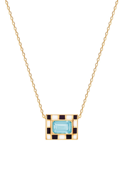 Nevernot Let's Play Chess 14k Gold Topaz Necklace In Multi