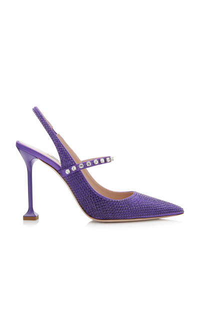 Miu Miu Decolleté Crystal Slingback Pumps In Purple