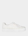 Betsey Johnson Sidny Pearl Rhinestone Platform Sneakers In Ivory In White