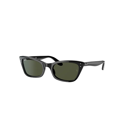 Ray Ban Lady Burbank Sunglasses Black Frame Green Lenses 55-20