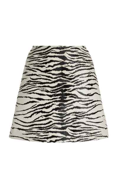 Alaïa Zebra Calf Hair Mini Skirt In Blanc & Noir