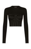 Dolce & Gabbana Fine-rib Viscose Bustier Sweater In Black