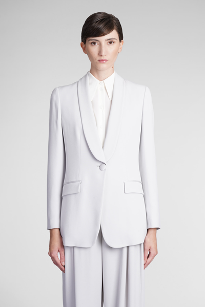 Emporio Armani Blazer In Grey Wool In Bianco