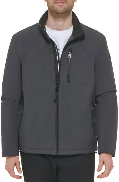 Calvin Klein Faux Shearling Lined Soft Shell Jacket In Iron