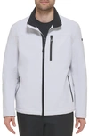 Calvin Klein Faux Shearling Lined Soft Shell Jacket In White