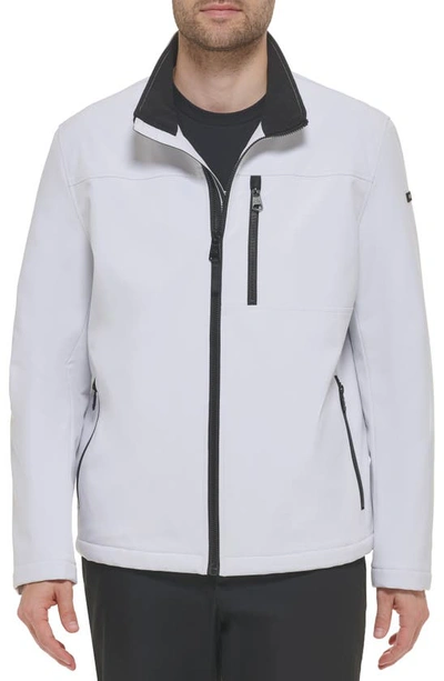 Calvin Klein Faux Shearling Lined Soft Shell Jacket In White