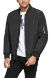 Calvin Klein Quilted Bomber Jacket In Black