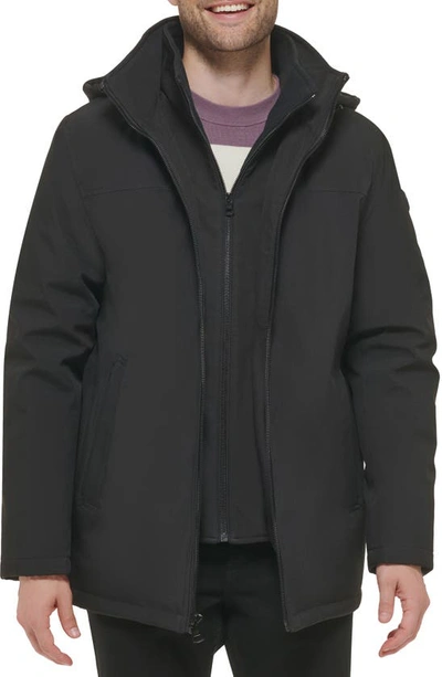 Calvin Klein Hooded Bib Jacket In Black