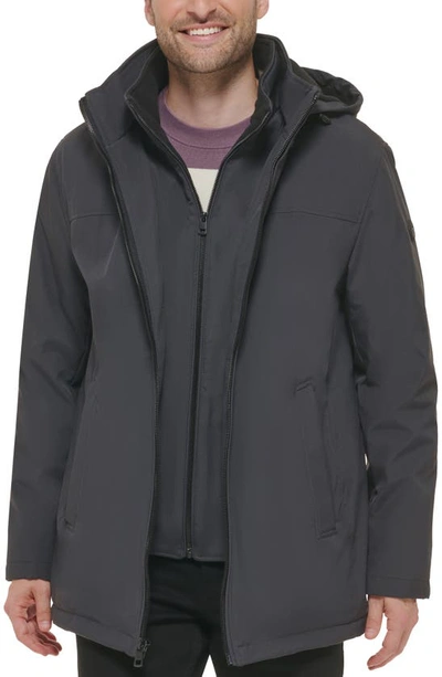Calvin Klein Hooded Bib Jacket In Iron