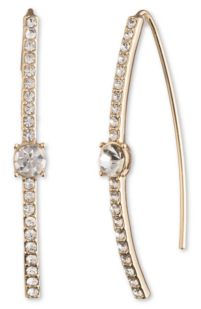 Karl Lagerfeld Gold-tone Crystal Threader Earrings In Crystal White