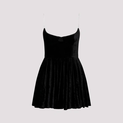 Magda Butrym Gathered Crystal-embellished Velvet Mini Dress In Black