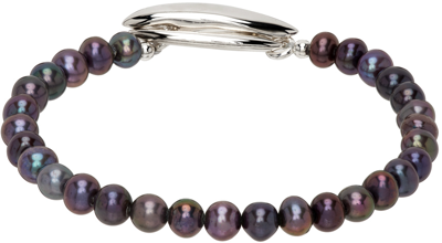 Sweetlimejuice Sterling Silver Pearl Beaded Bracelet In Purple