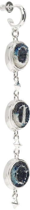 Sweetlimejuice Silver Denim Oval String Earring In Silver