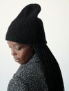 White + Warren Cashmere Plush Rib Beanie In Black In Black