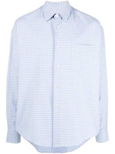 Ami Alexandre Mattiussi Grid Check Pattern Shirt In Blue