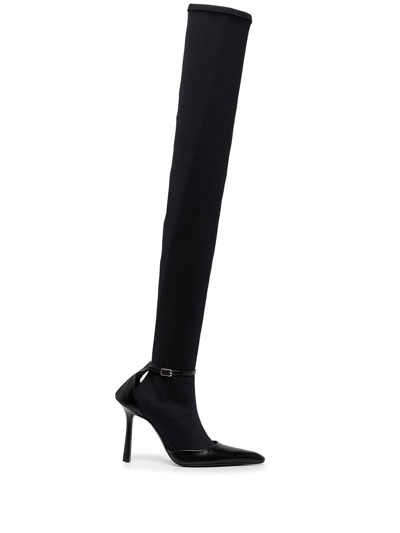 Alexander Wang Sock-style Thigh-high Boots In Black
