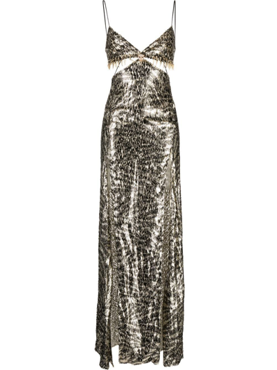 Roberto Cavalli Sequin-embellished Cami Gown In Gold