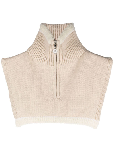 Barrie Cashmere Zip-up Collar In Neutrals