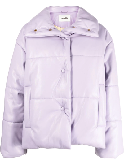 Nanushka Hide Faux-leather Puffer Jacket In Lilac