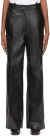 Loulou Studio Noro Leather Wide-leg Pants In Black