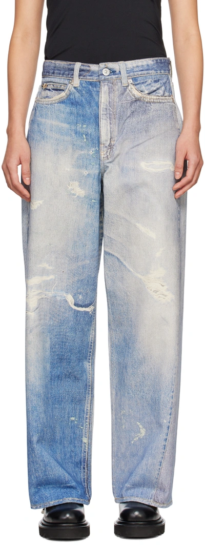 Our Legacy Blue Full Cut Distressed Jeans In Denim