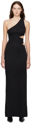 Staud Letta One-shoulder Cutout Jersey Maxi Dress In Black