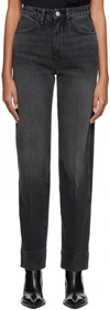 Re/done Black 70's Cigarette Jeans In Black Sea