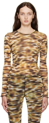 Priscavera Orange Printed Long Sleeve T-shirt In Sv Savanna
