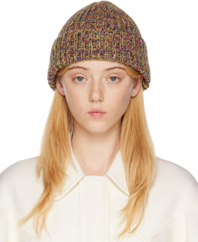 Chloé Multicolor Recycled Cashmere Beanie In Red/ Yellow Multi