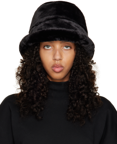Dries Van Noten Black Faux-fur Bucket Hat In Midnight