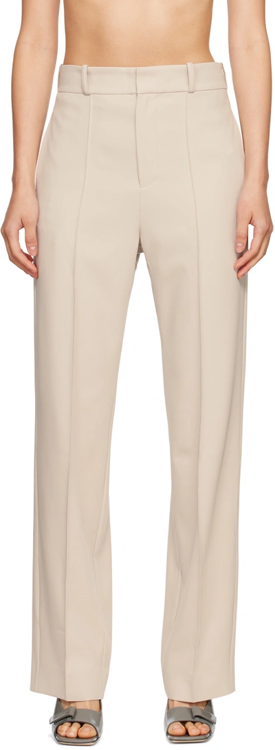 Yuzefi Beige Classic Wide Leg Trousers In Almond