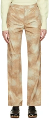 Theopen Product Beige Tie-dye Faux-leather Trousers In Beige