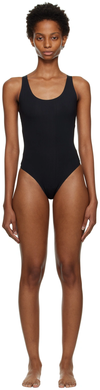 Wolford Beauty Cotton Thong Bodysuit In Jet Black