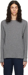 VINCE GRAY MOULINE THERMAL CREWNECK SWEATER