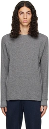 VINCE grey MOULINE THERMAL CREWNECK jumper