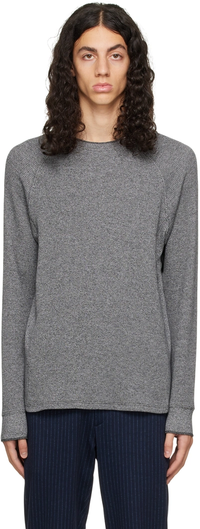 Vince Raglan Ribbed Crewneck Sweater In Medium Grey