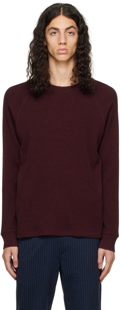 Vince Mouline Slim Fit Thermal Crewneck Sweater In Optimistic Red/black