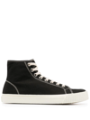 Maison Margiela Black Tabi Mid-top Sneakers In Canvas Woman In H0958 Black