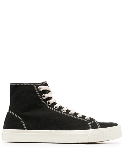 Maison Margiela Black Tabi Mid-top Sneakers In Canvas Woman In H0958 Black