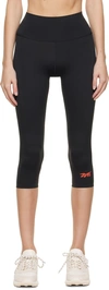 Victoria Beckham Cropped Rear Logo-print Leggings In Black
