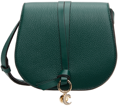 Chloé Green Mini Alphabet Saddle Bag In 3l3 Dark Emerald