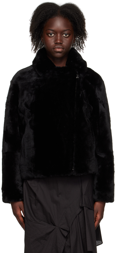 Yves Salomon Black Zip-up Fur Jacket In C99 Noir
