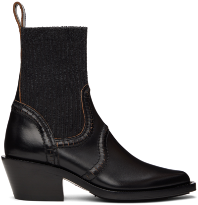 Chloé Black Nellie Ankle Boots In 001 Black