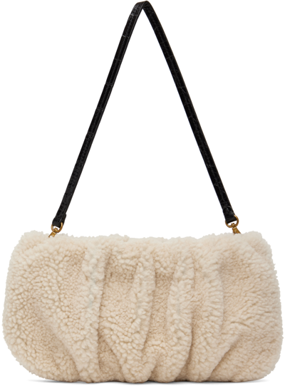 Staud Off-white Shearling Bean Bag In Nude