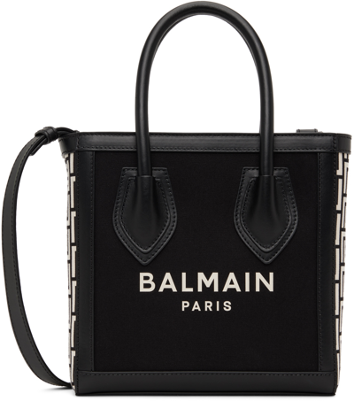 Balmain Black B-army 24 Bag In Edk Noir/ivoire