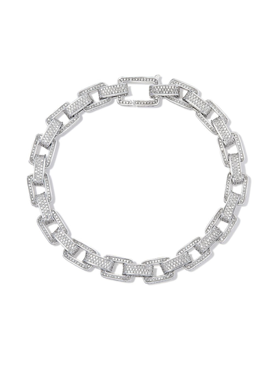 Shay 18kt White Gold Chain-link Diamond Bracelet In Silver
