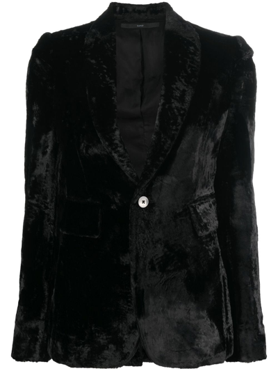 Sapio Single-breasted Velvet Blazer In Black
