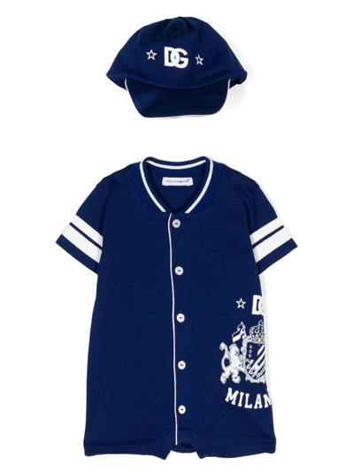 Dolce & Gabbana Babies' Logo-print Body Set In Blue