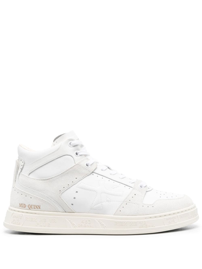 Premiata Quinn High-top Leather Sneakers In White