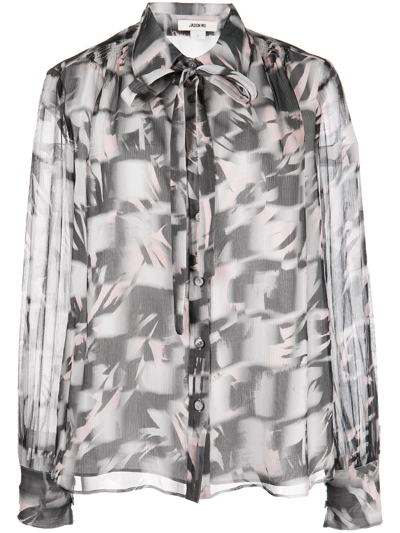 Jason Wu Abstract-print Button-down Silk Blouse In Black/pink